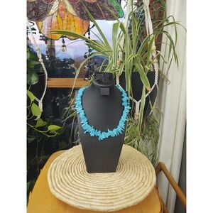 Handcrafted Statement Turquoise Chip Graduated Sizes 20" Inch Necklace NEW
